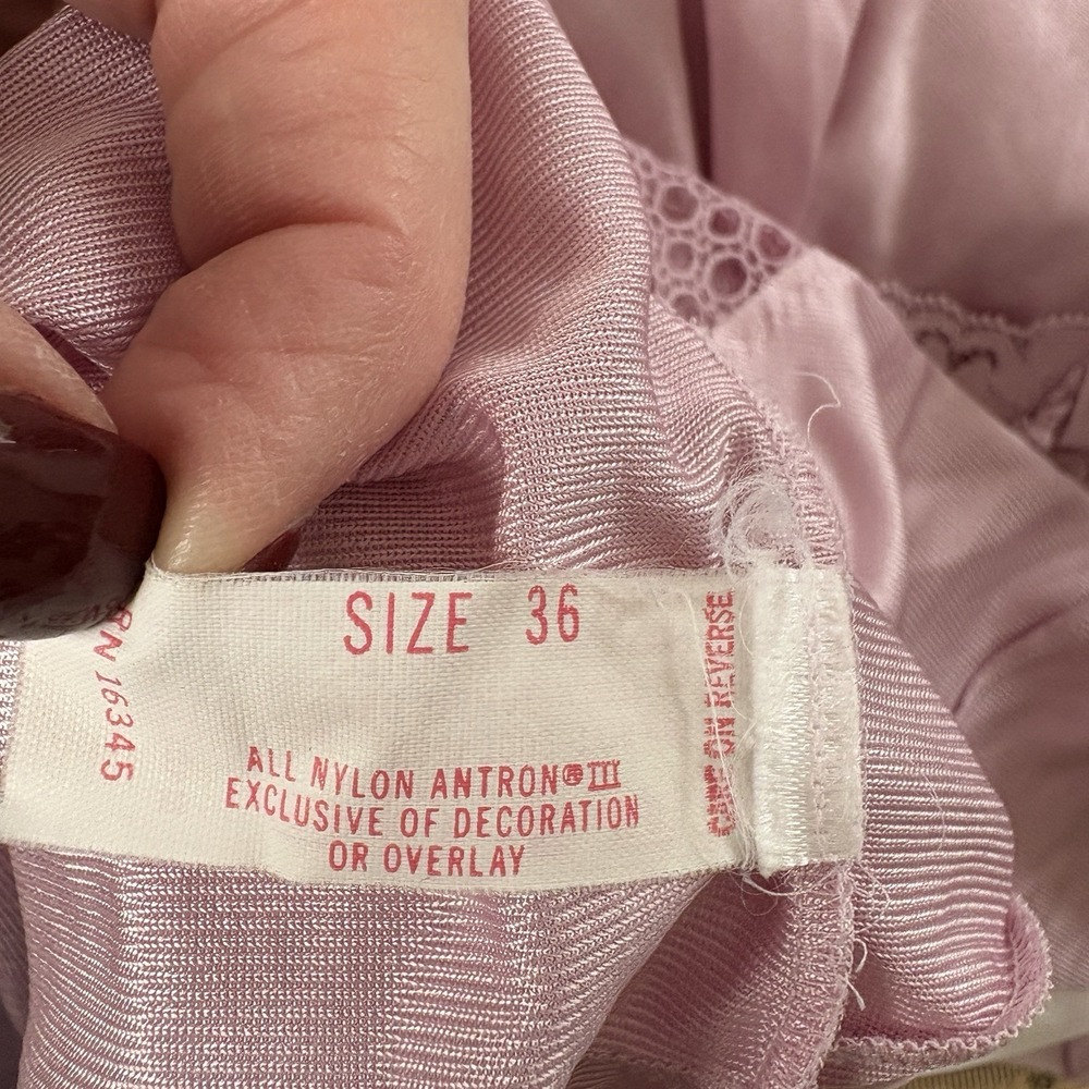 Vintage Pink Nylon Full Slip Lace Bodice Antron III Size 36 Romantic - Picture 10 of 12